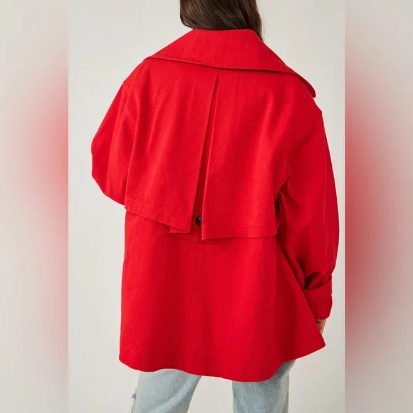 Free People NWT Highlands Solid Peacoat in High Risk Red - Picture 5 of 10